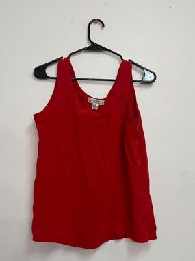 Vintage Linda Allard Ellen Tracy silk red tank top 100% Silk Red old money